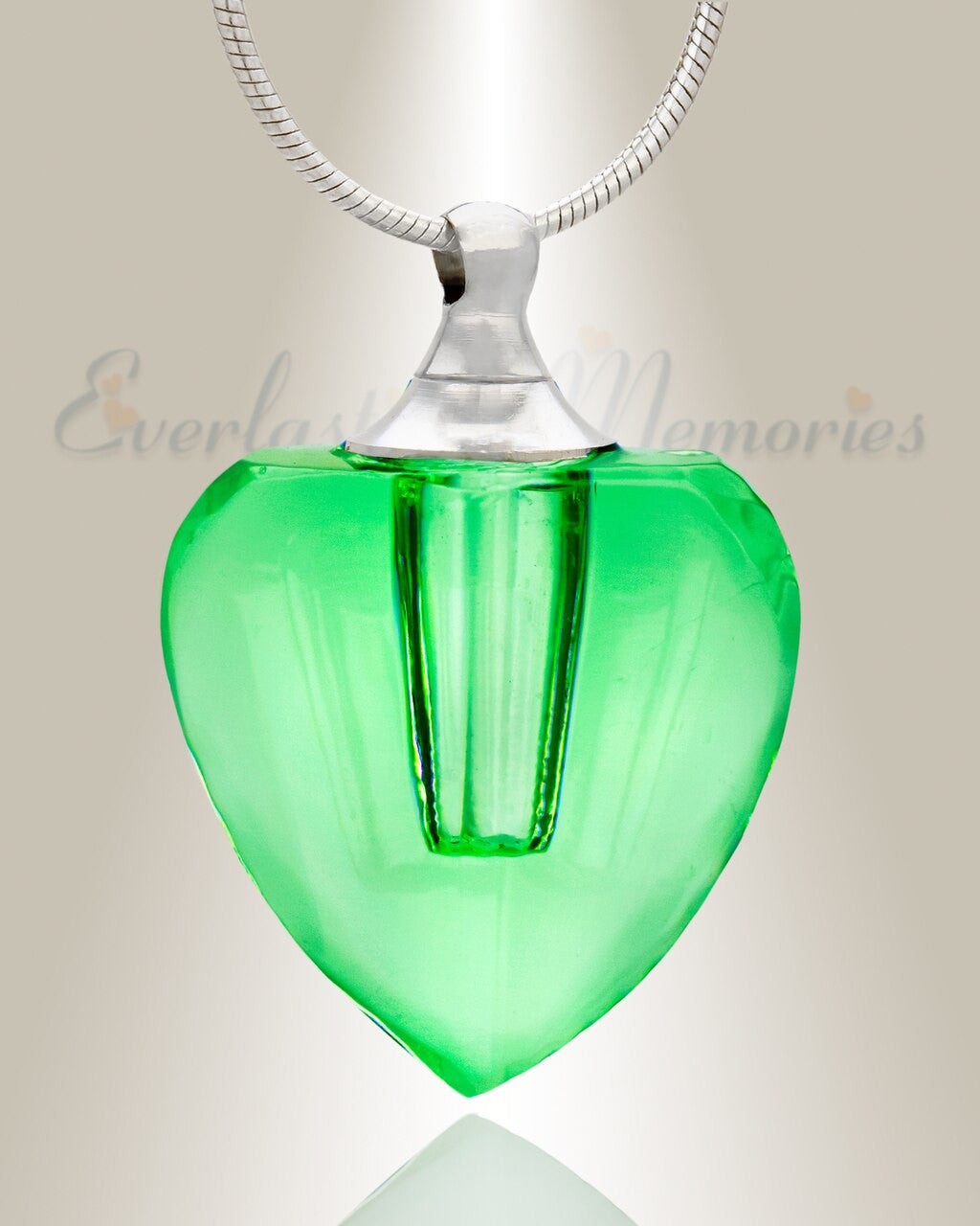Glass Locket Green Squared Heart Memorial Jewelry