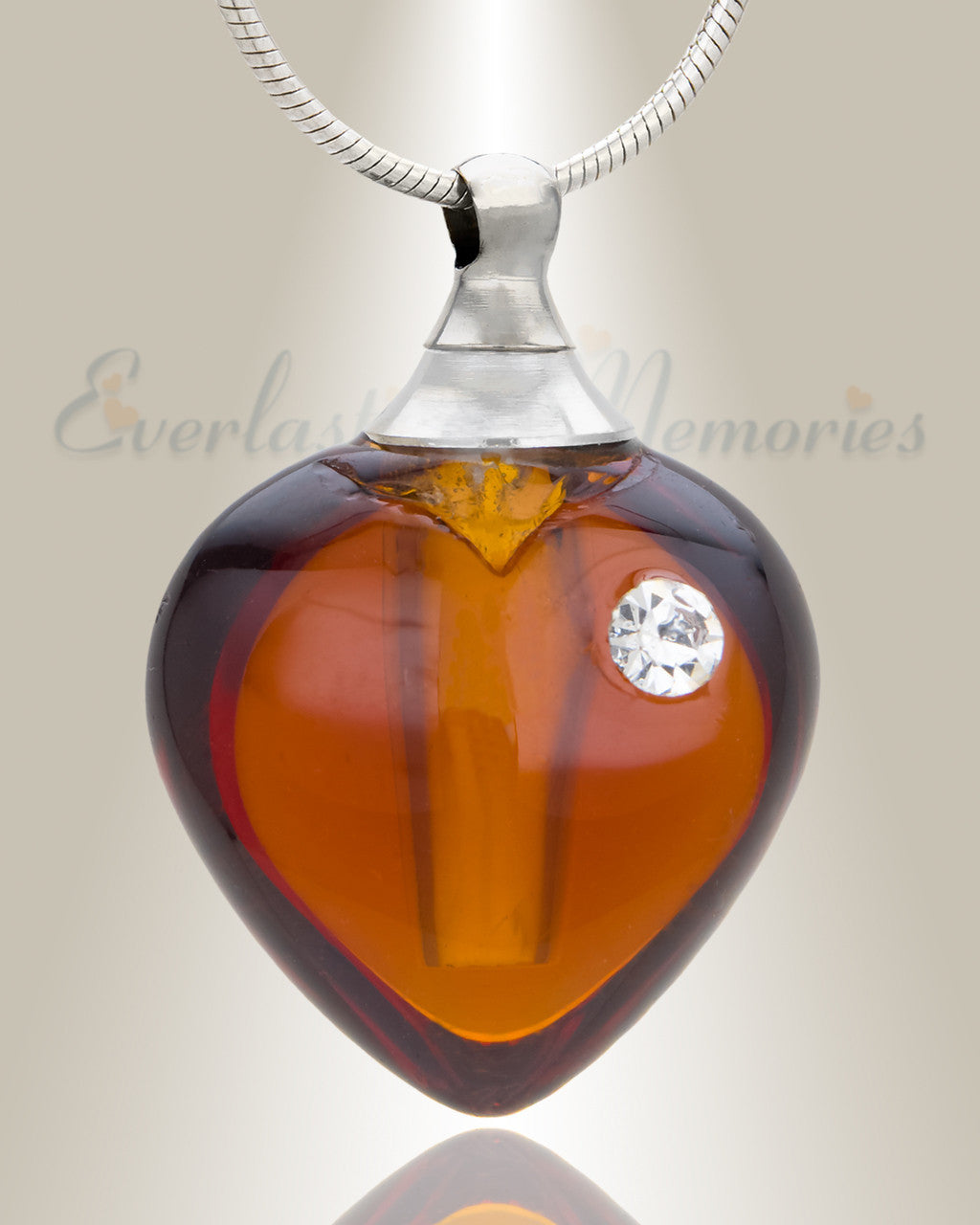 Glass Locket Chestnut Heart Memorial Jewelry