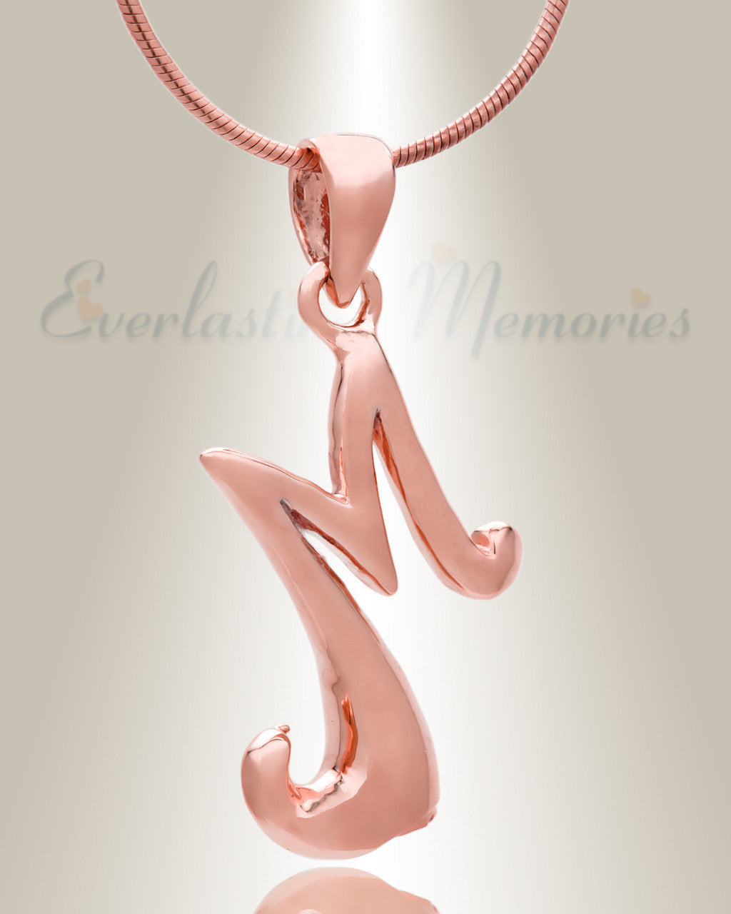 Rose Gold "M" Initial Cremation Jewelry