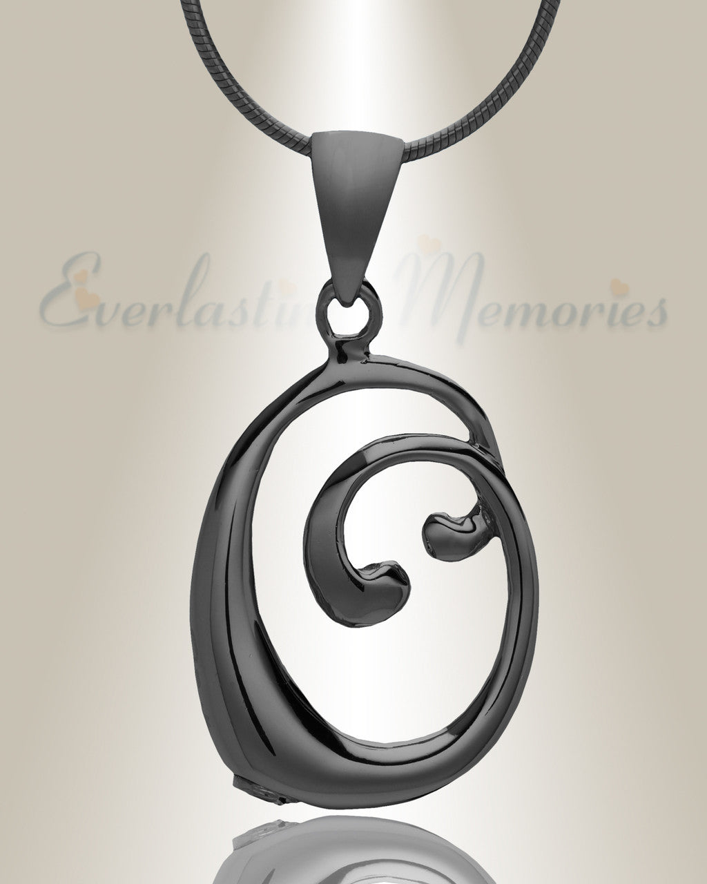 Black "O" Initial Cremation Jewelry