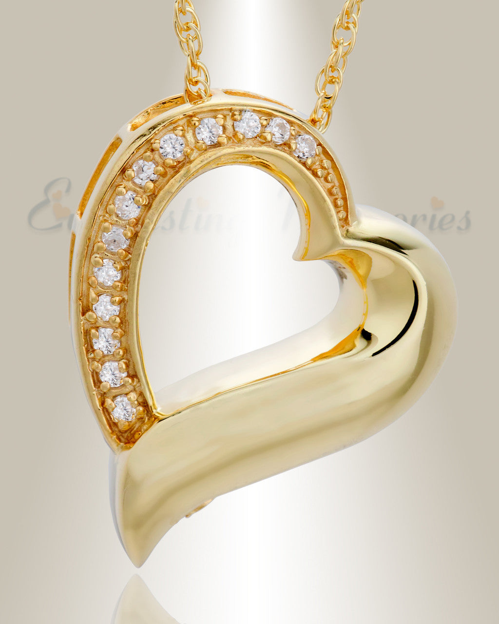 14K Gold Passion Heart Funeral Jewelry