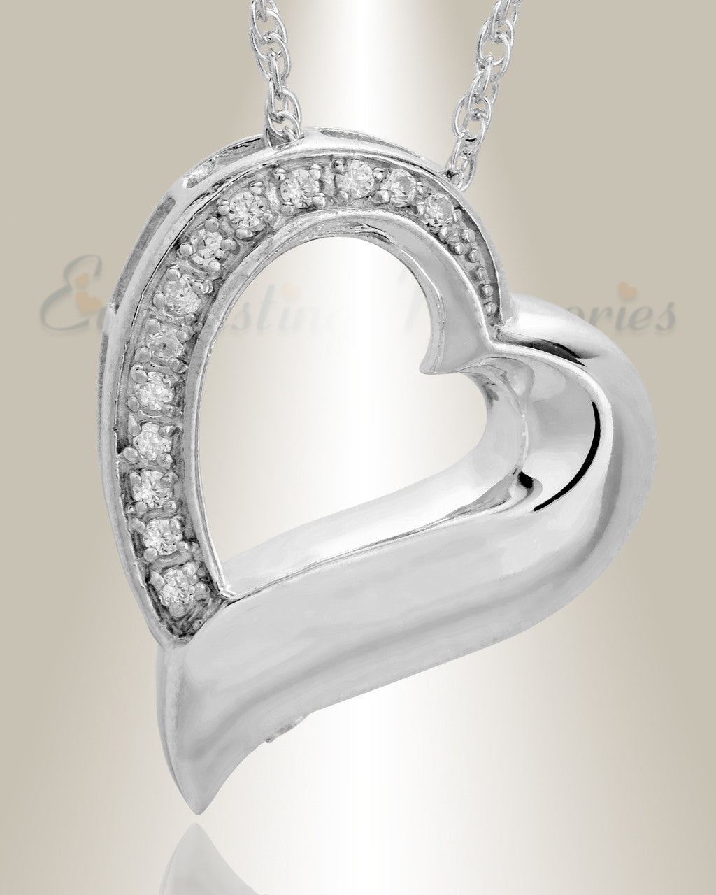 14K White Gold Passion Heart Cremation Keepsake