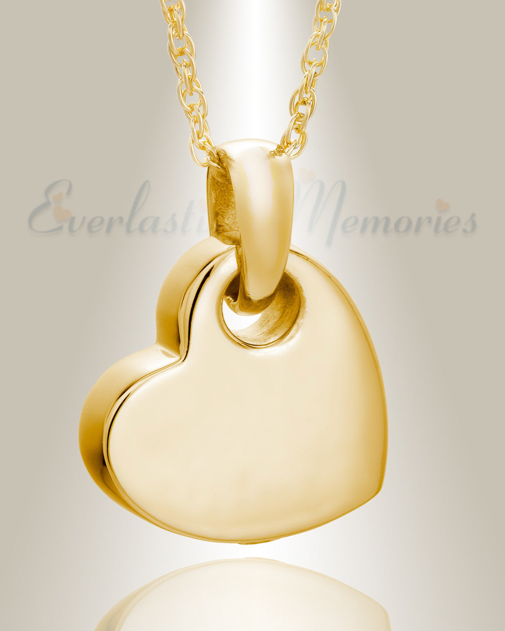 14K Gold Charming Heart Cremation Keepsake Pendant
