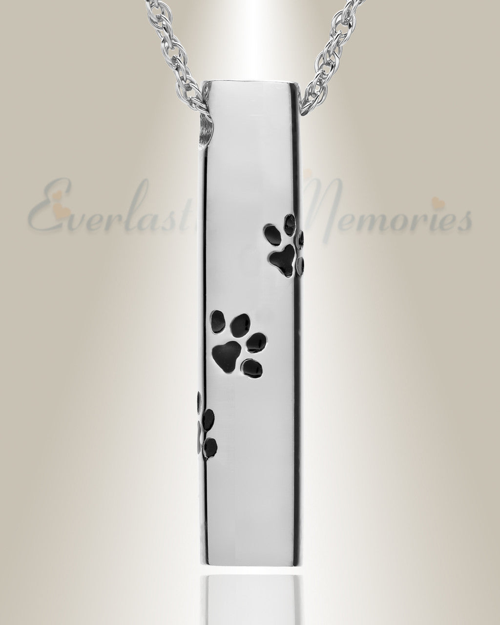14K White Gold Paw Cylinder Jewelry Urn