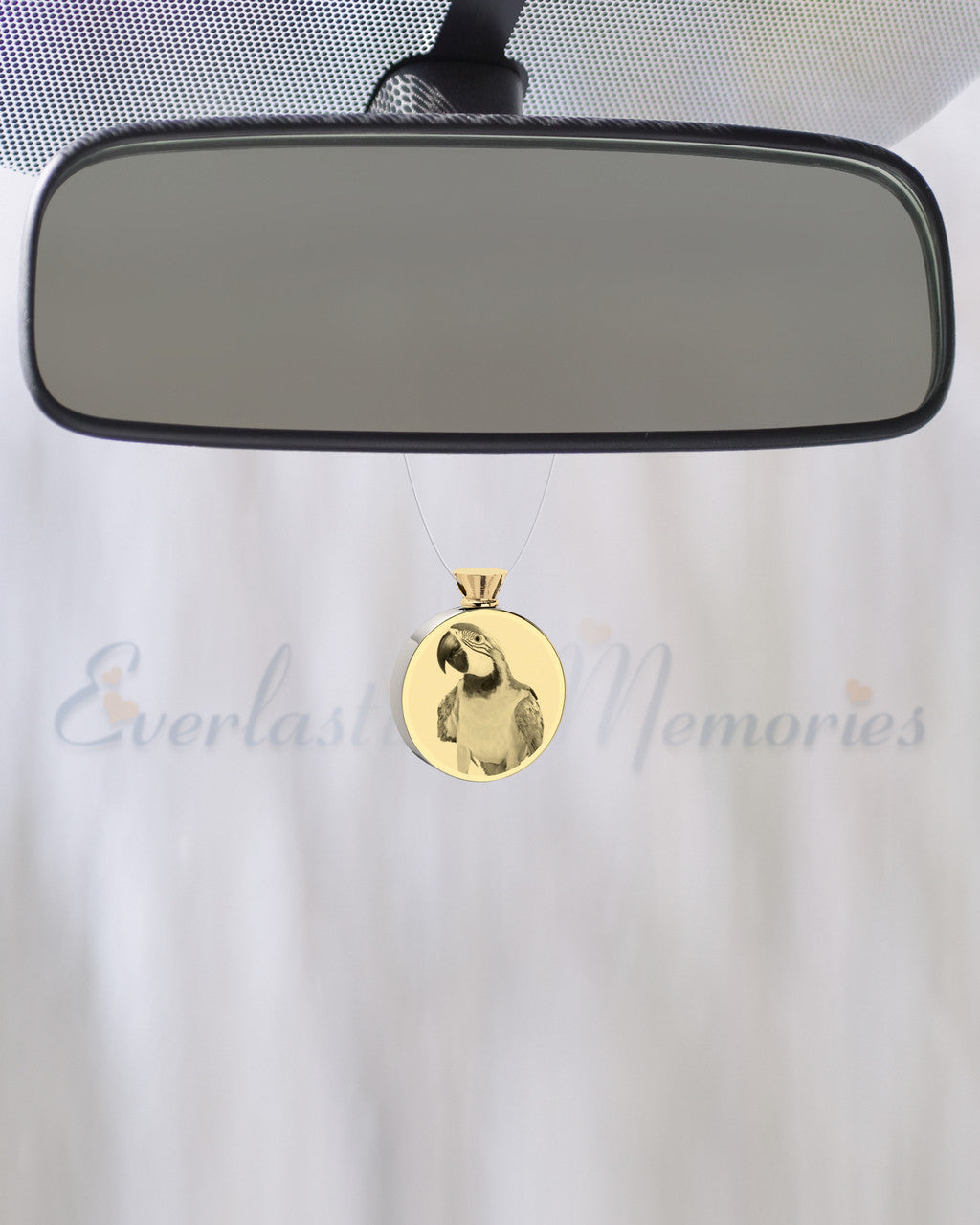 Round Gold Plated Picture Engraved Pet Ash Guardian