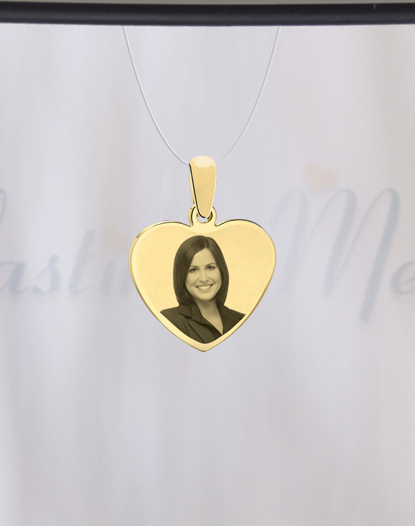 Heart Photo Engraved Gold Plated over Stainless Guardian