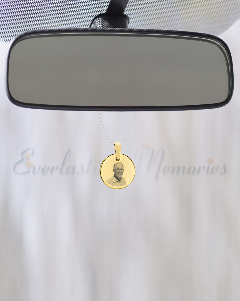 Round Photo Engraved Gold Plated over Stainless Guardian