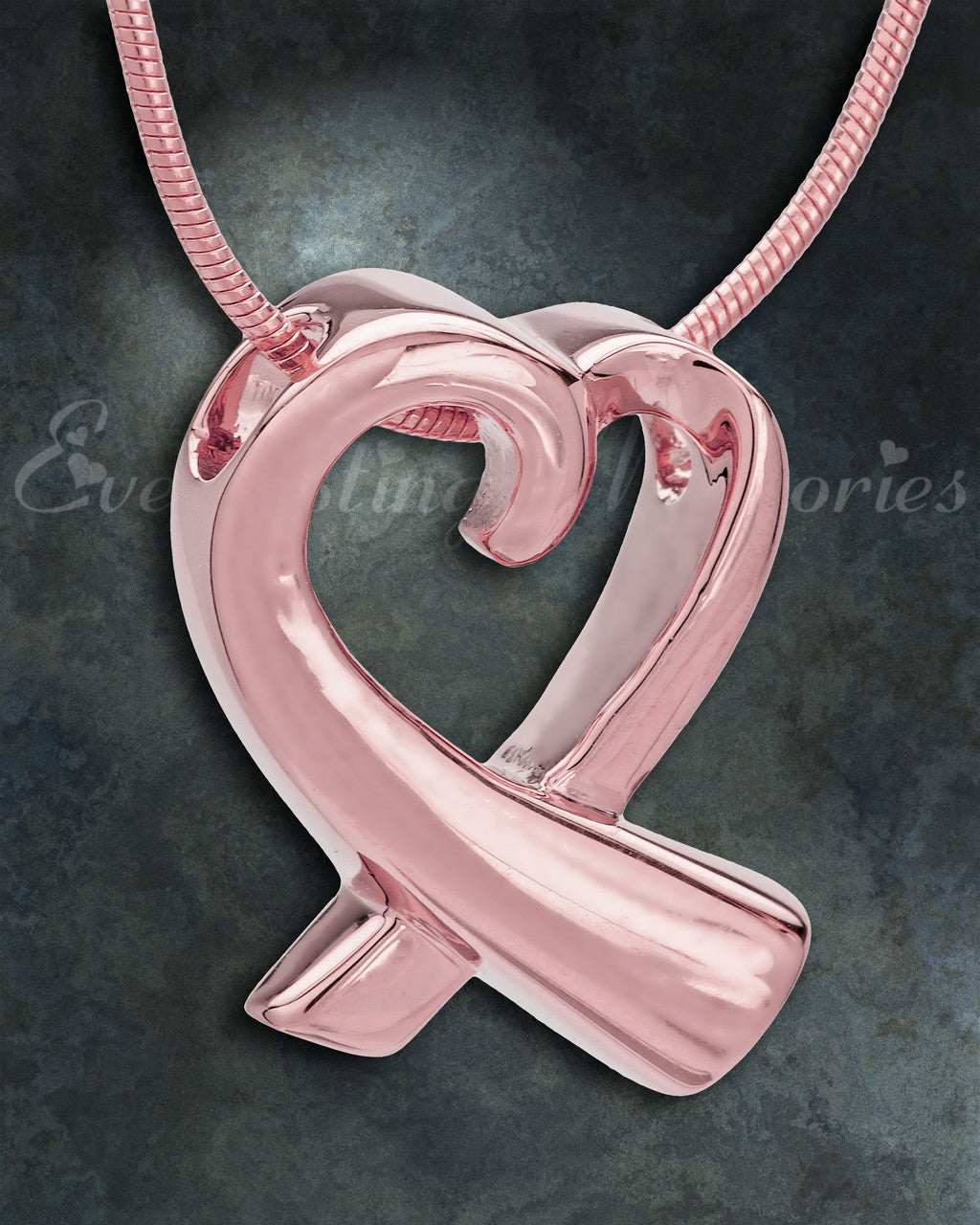 14K Rose Gold Folded Heart Memorial Jewelry