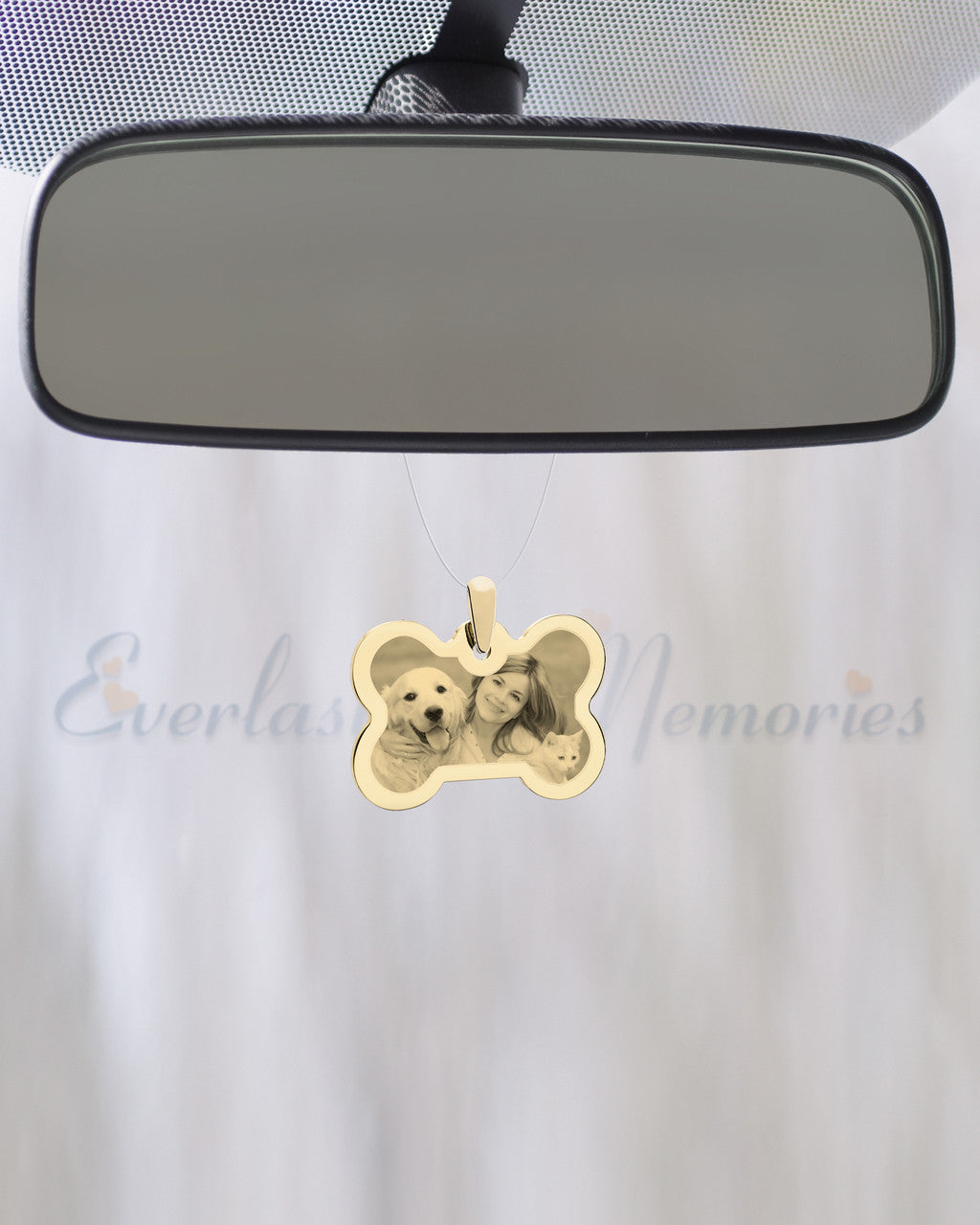 Bone Photo Engraved Gold Plated Pet Guardian