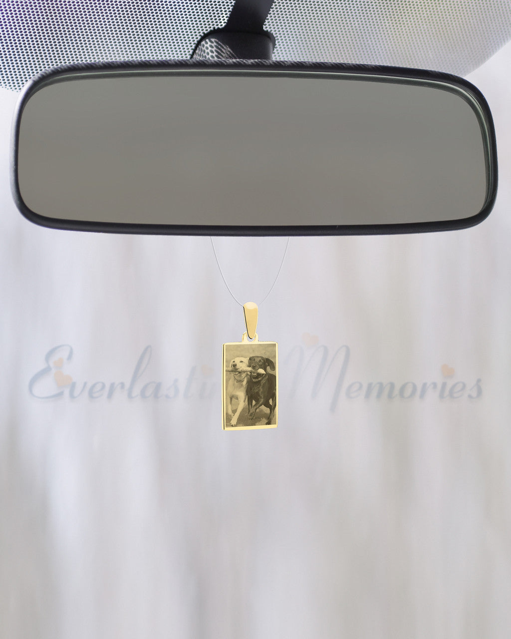 Rectangle Photo Engraved Gold Plated over Stainless Pet Guardian