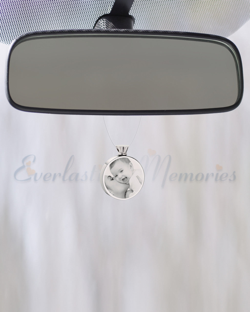 Round Stainless Steel Photo Engraved Ash Guardian