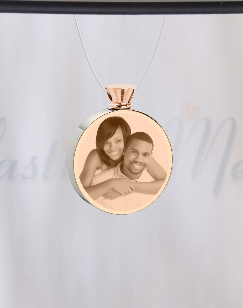 Round Rose Gold Plated Photo Engraved Ash Guardian