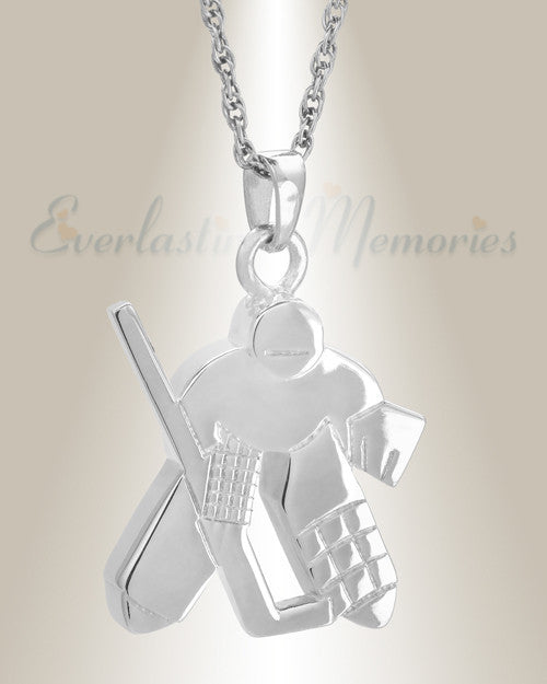 14k White Gold Hockey Player Urn Locket