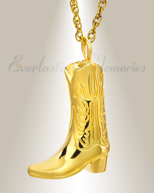 Boot Cremation Keepsake in 14K Gold Plated