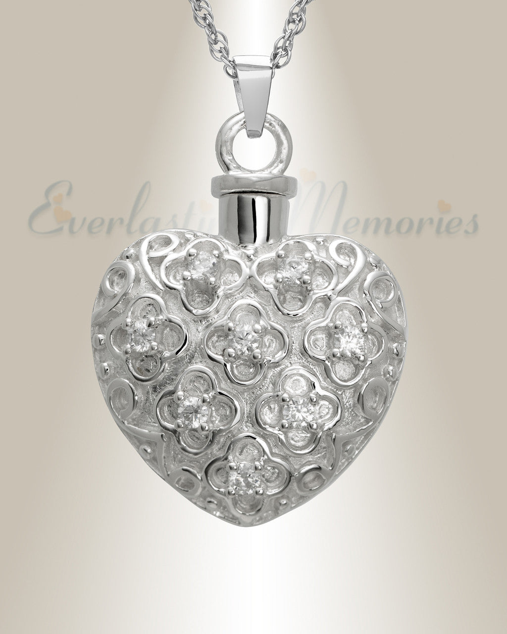 14K White Gold Twinkle Heart Jewelry Urn