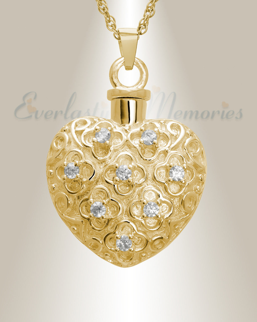14K Gold Plated Twinkle Heart Urn Keepsake