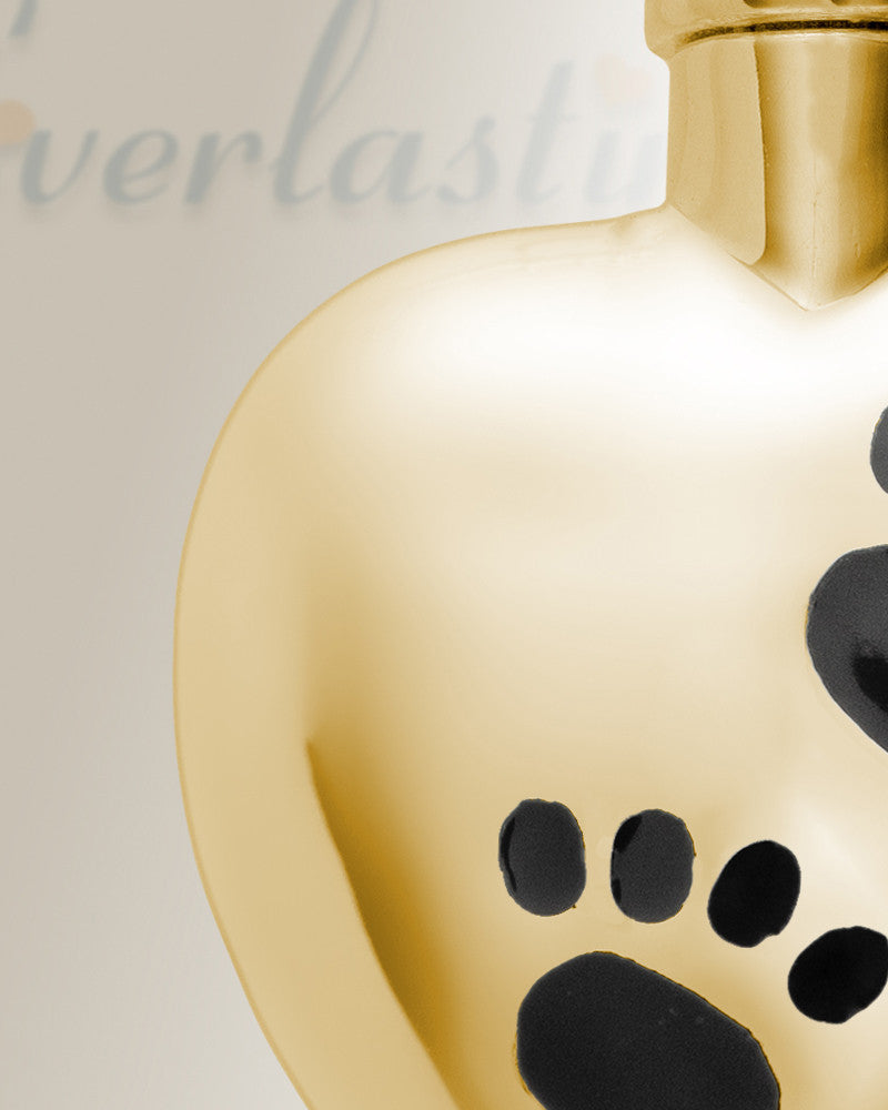 Gold Vermeil Paws on Heart Urn Necklace