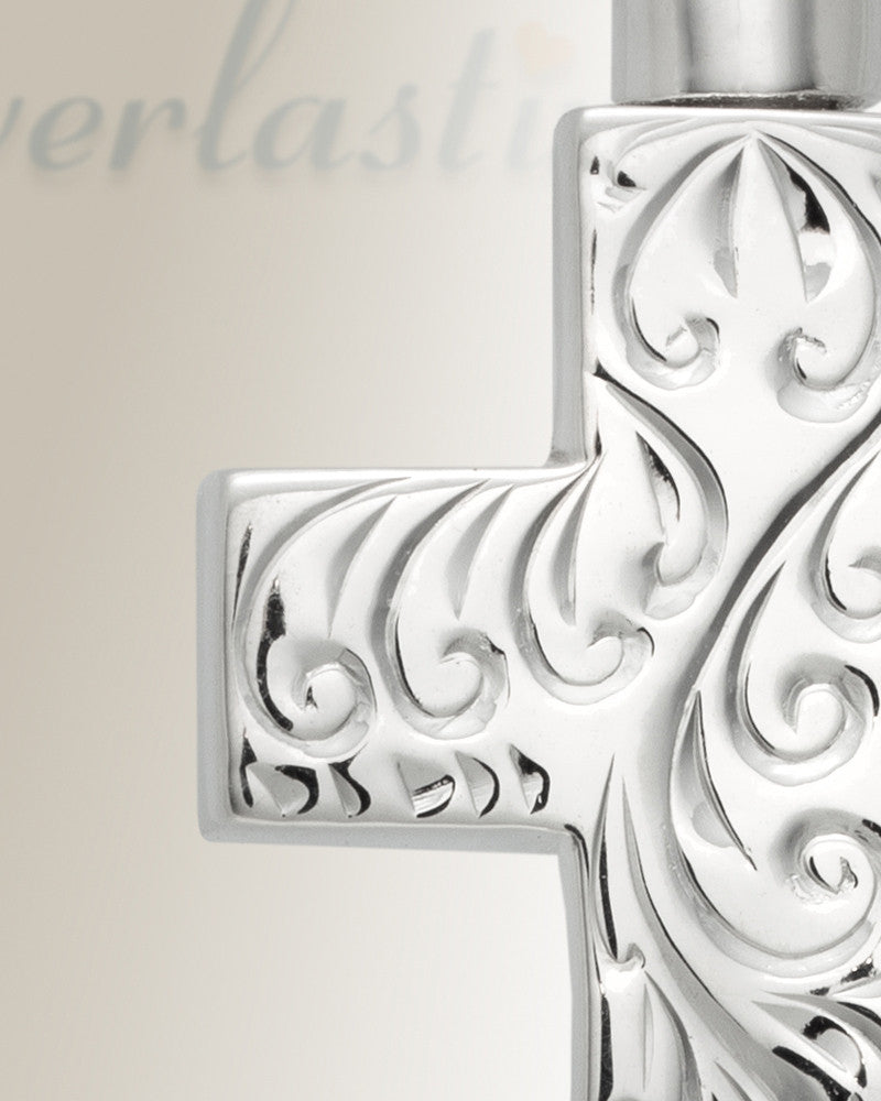 Etched Cross Cremation Urn Keepsake
