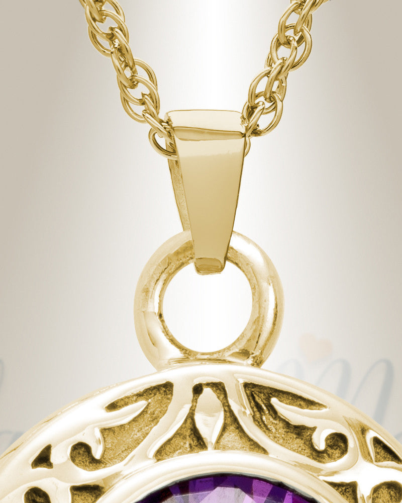 14K Gold Plum Urn Locket