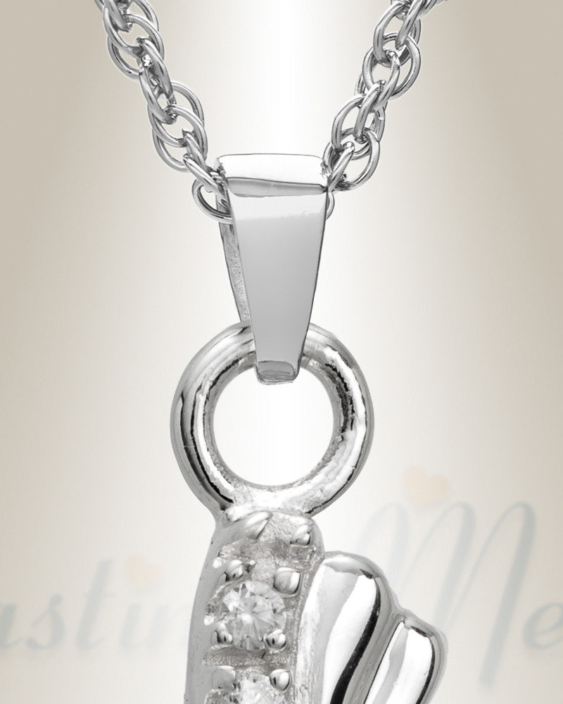 14K White Gold Rocky Cross Cremation Keepsake