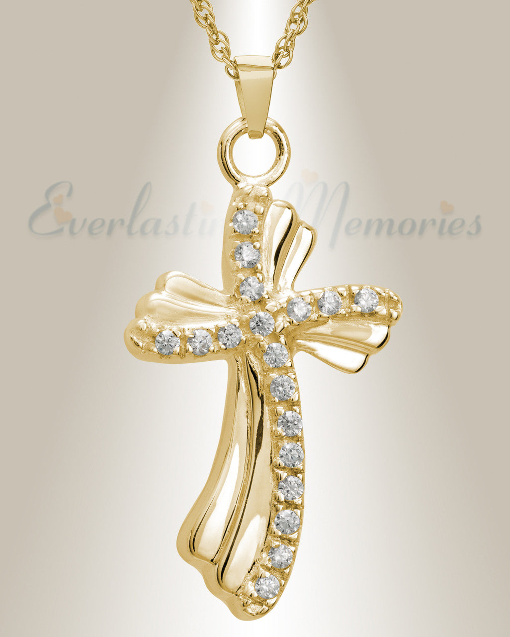 14K Gold Rocky Cross Funeral Jewelry