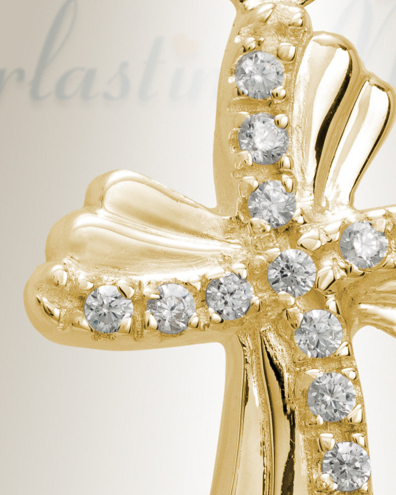 14K Gold Rocky Cross Funeral Jewelry