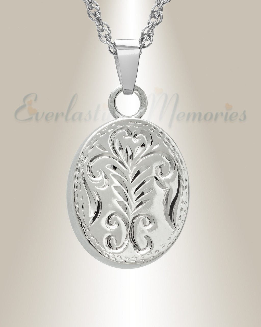 14k White Gold Majesty Round Cremation Urn Keepsake