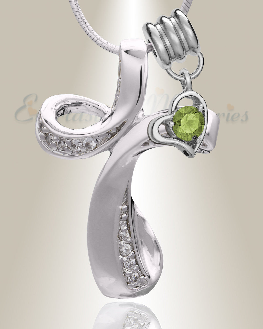 Silver August Forever Cross Cremation Jewelry