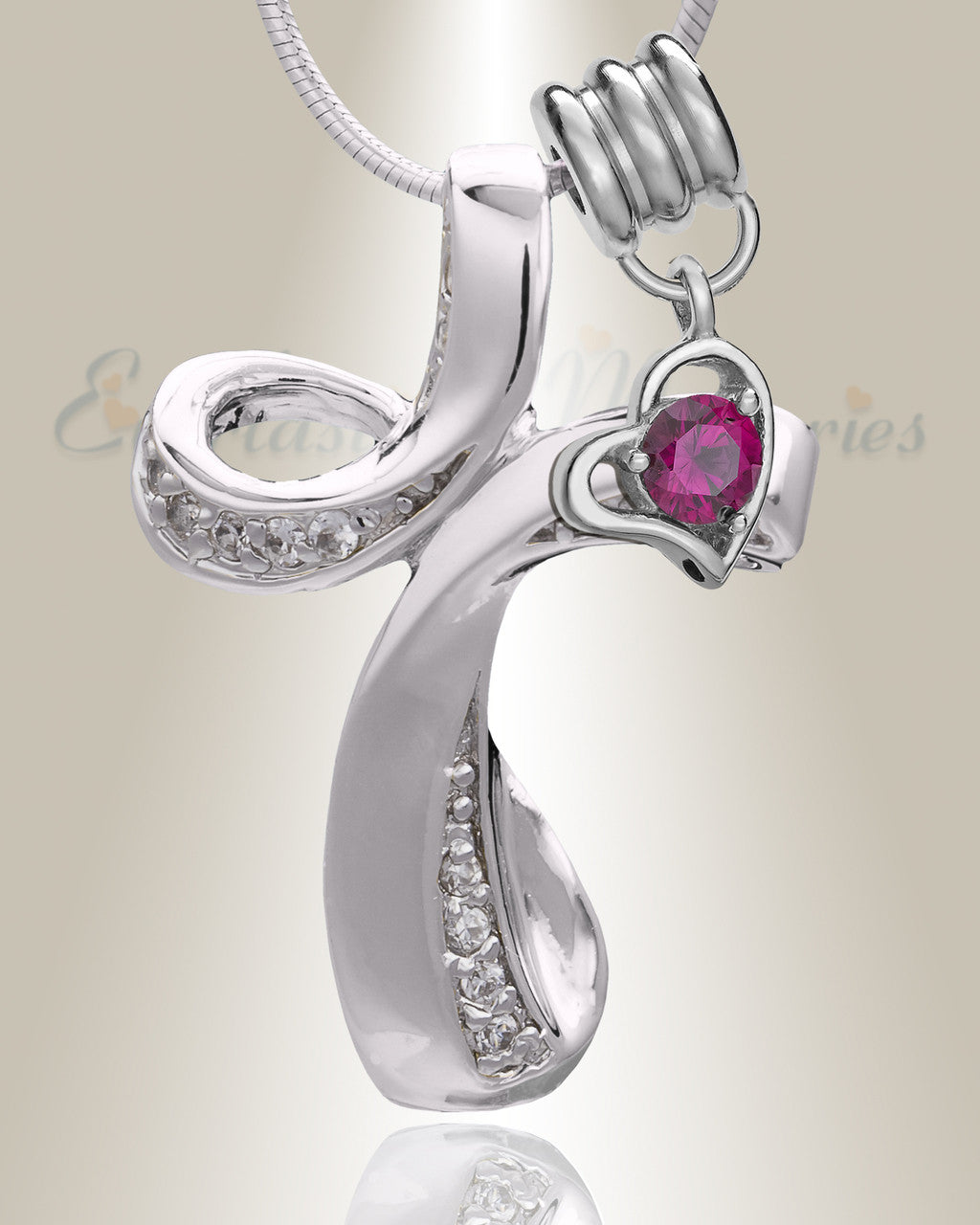 Silver July Forever Cross Cremation Jewelry