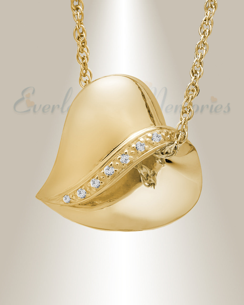 14k Gold Thankful Heart Memorial Pendant