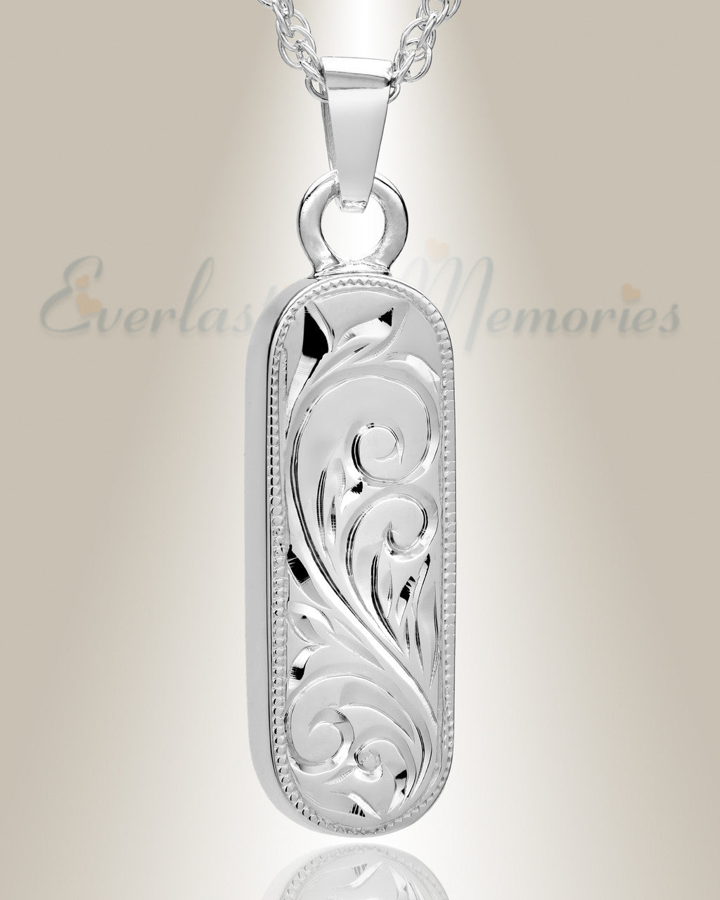 14K White Gold Majesty Cylinder Urn Necklace