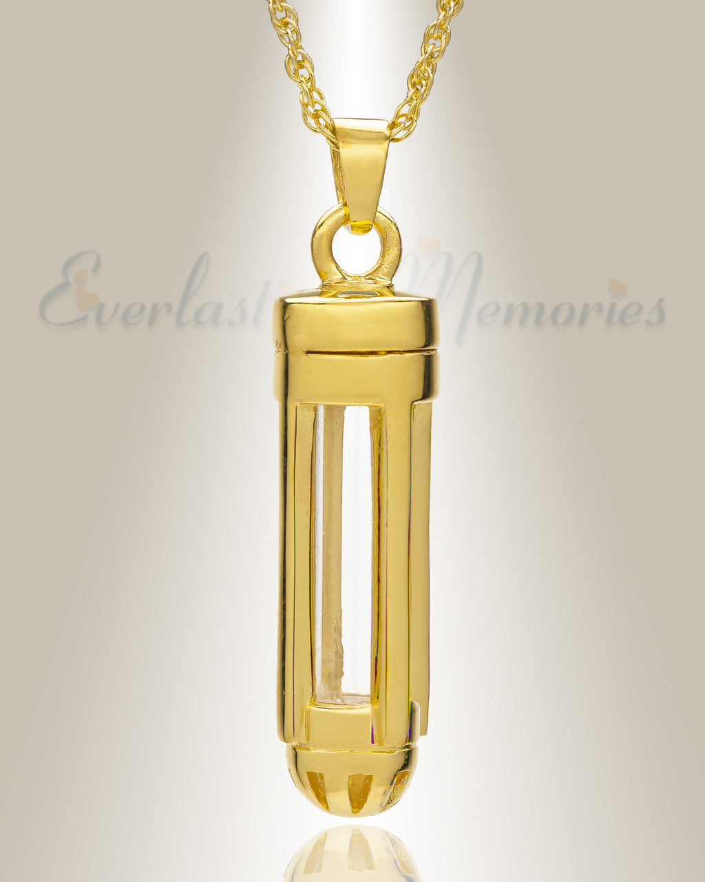 14k Gold Dashing Cylinder Memorial Pendant