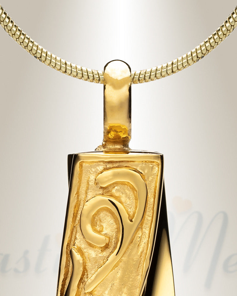 Gold Plated Stainless Twisted Cylinder Cremation Jewelry