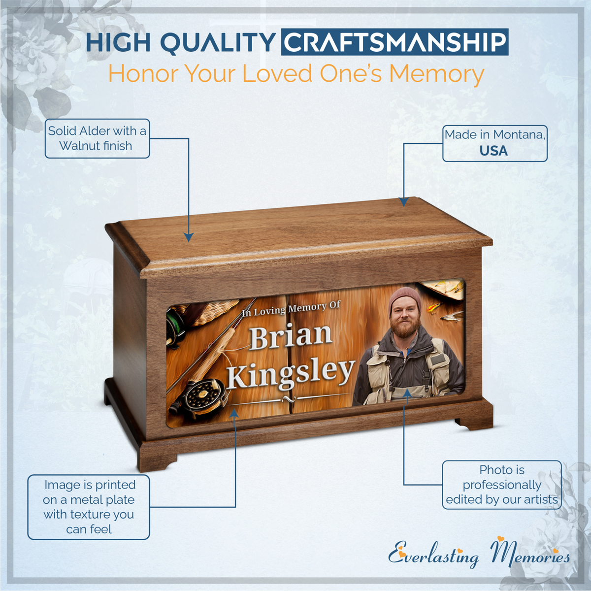 Fly Fishing Photo Urn For Ashes