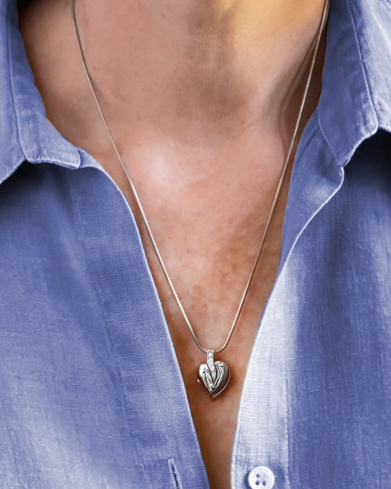 Silver Heavenly Heart Cremation Jewelry