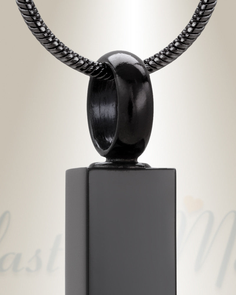 Black Plated Stately Cylinder Cremation Necklace