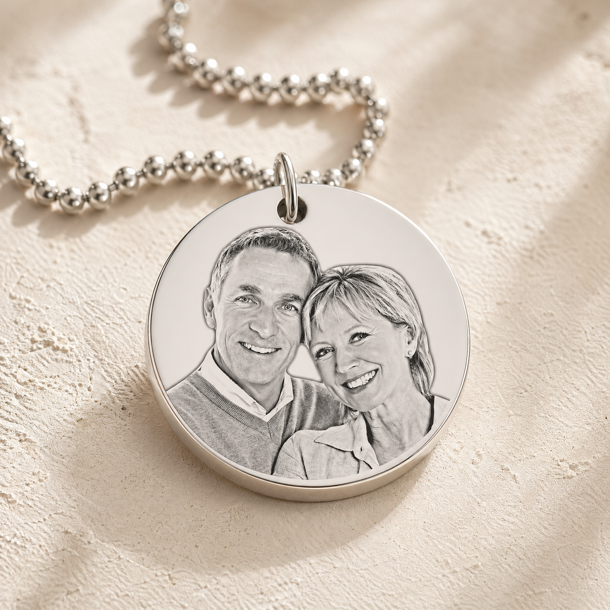 Thick Round Photo Engraved Stainless Keepsake