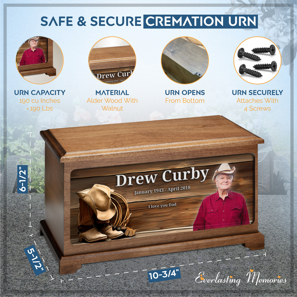 Cowboy Urn With Photo