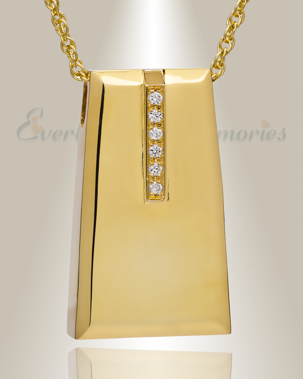 14K Gold Eternity Sliding Rectangle Memorial Locket with Stones