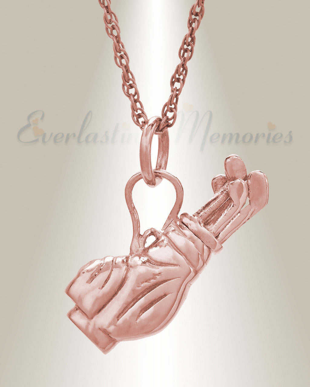 14K Rose Gold Golf Clubs Cremation Jewelry
