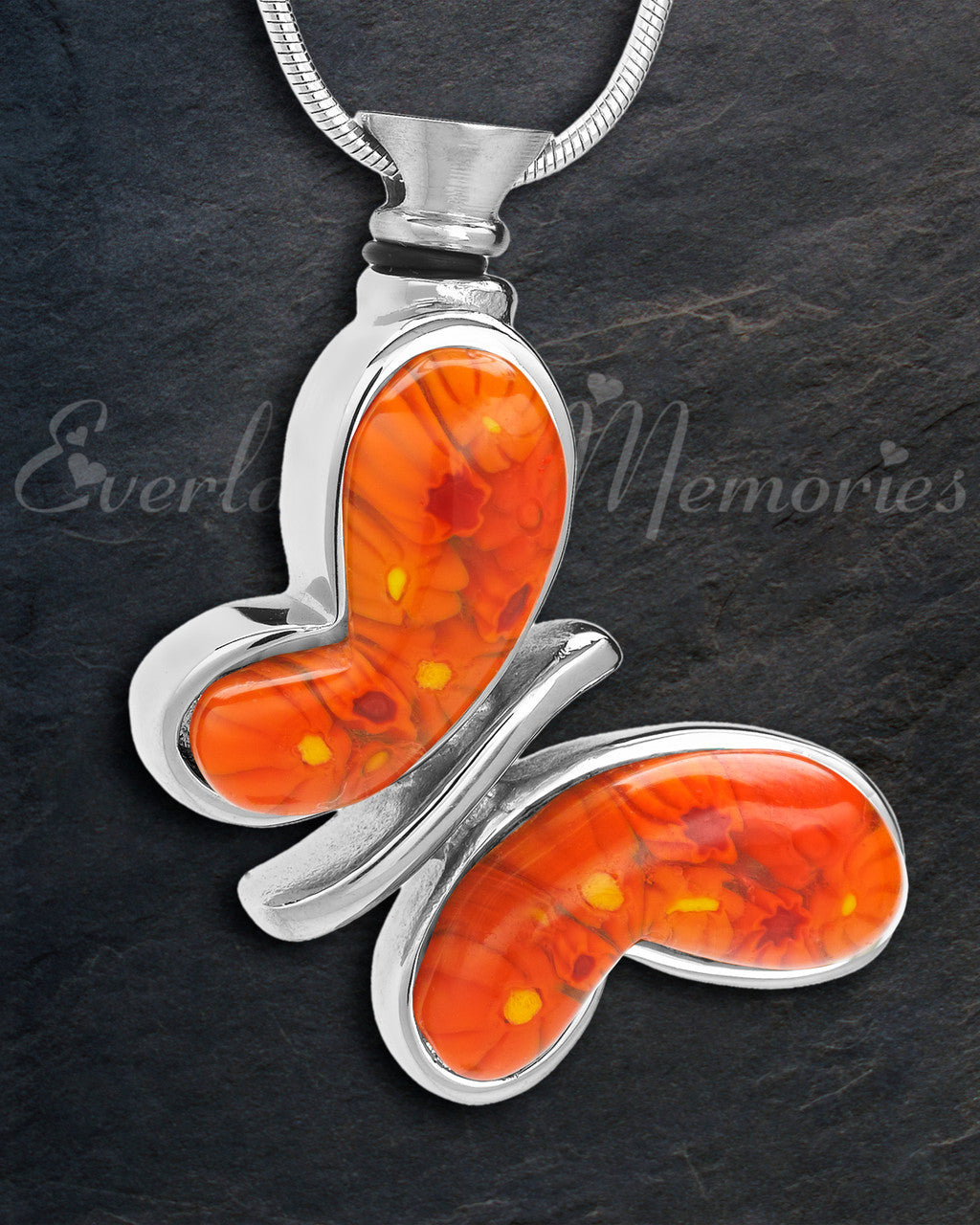 Orange Majestic Butterfly Cremation Jewelry