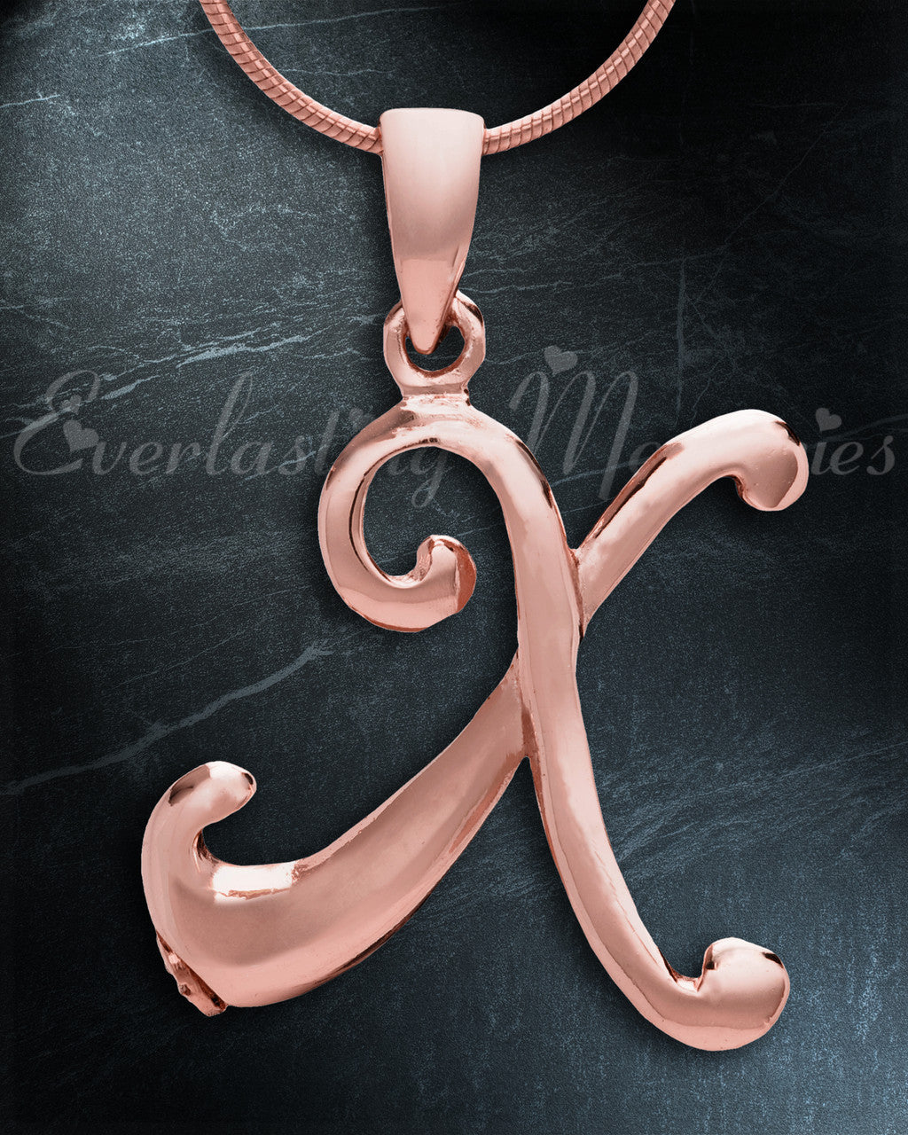 Rose Gold "X" Initial Cremation Jewelry