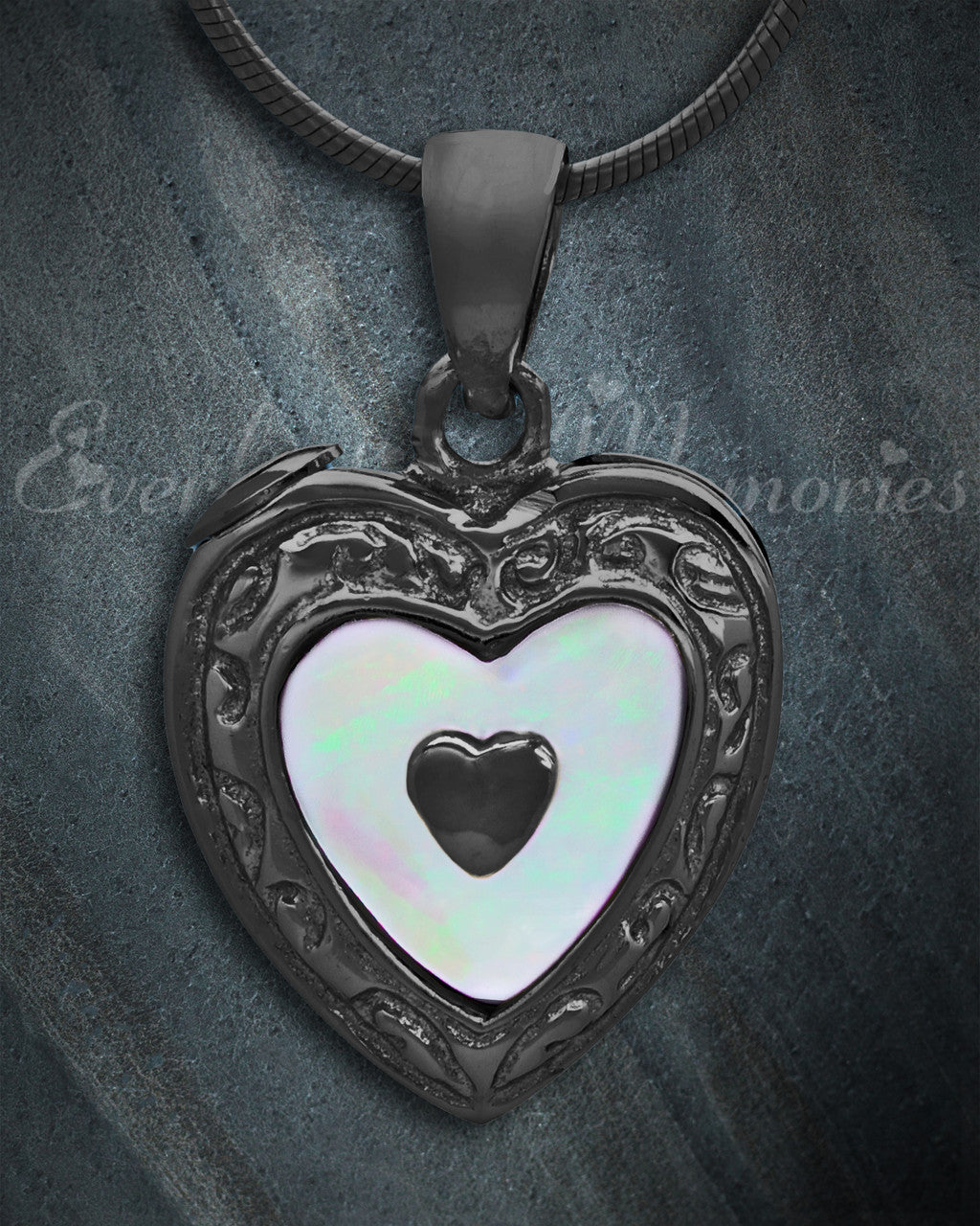 Black Tri Heart Cremation Jewelry