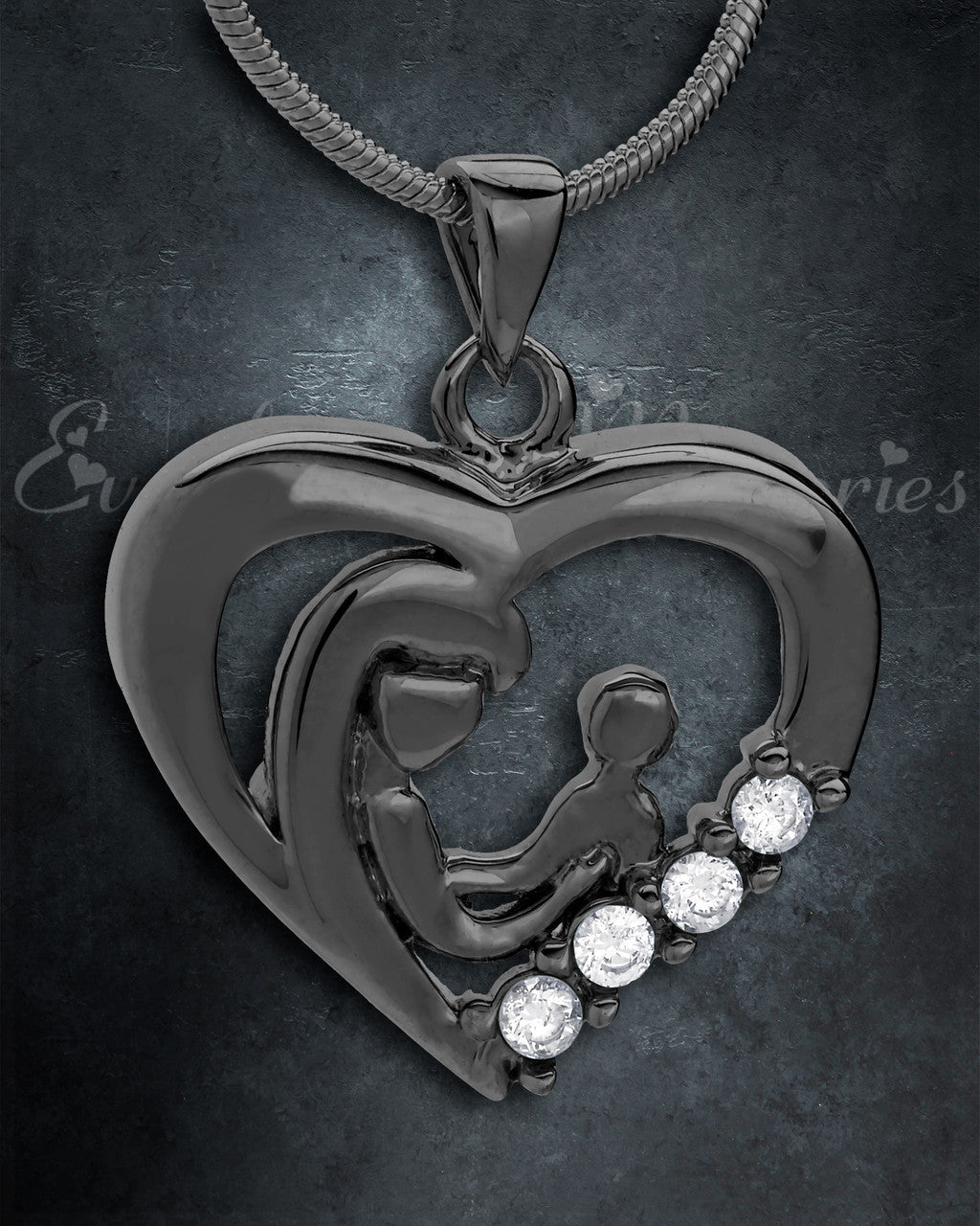 Black Nurturing Heart Memorial Jewelry