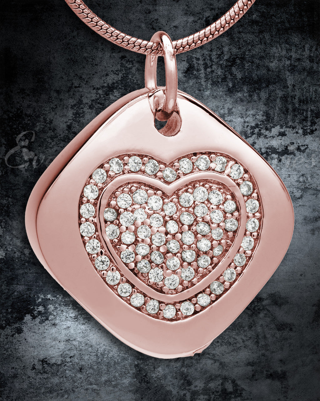 Rose Gold Plated Designer Heart Memorial Jewelry