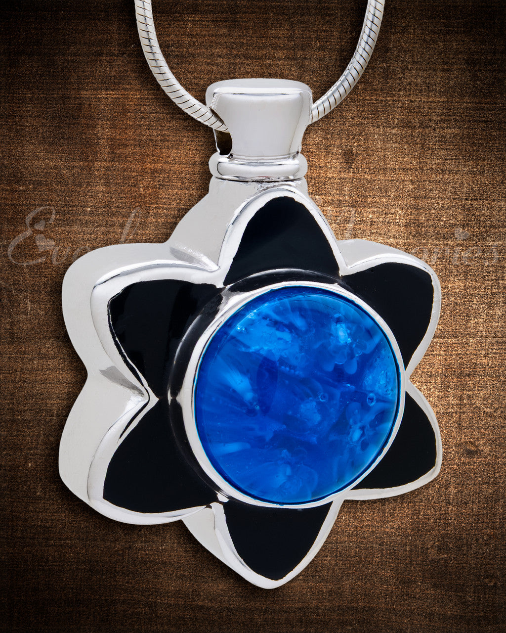 Blue Flowery Fascination Cremation Jewelry