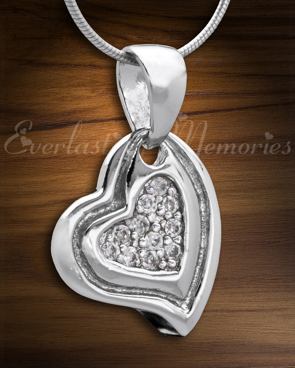 Silver Delighted Heart Cremation Jewelry