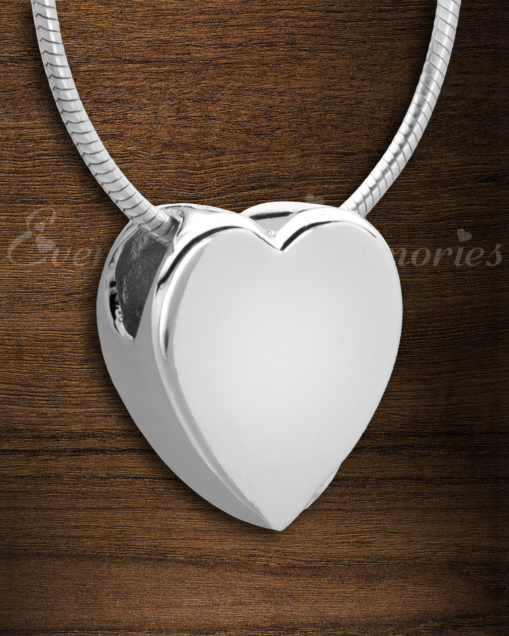 Silver Smooth Heart Cremation Jewelry
