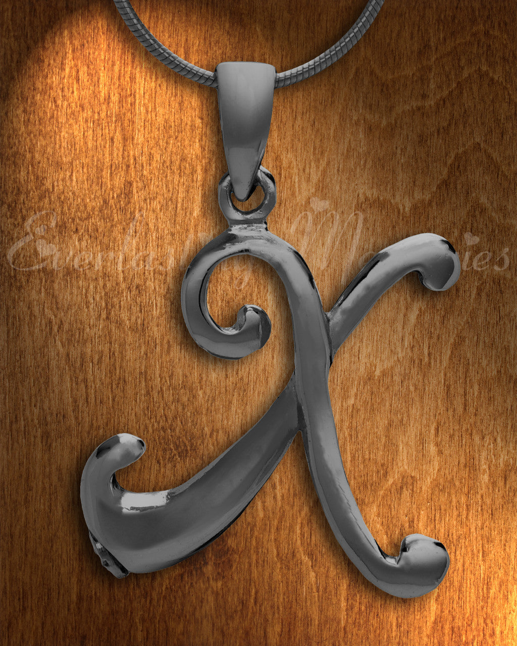 Black "X" Initial Cremation Jewelry