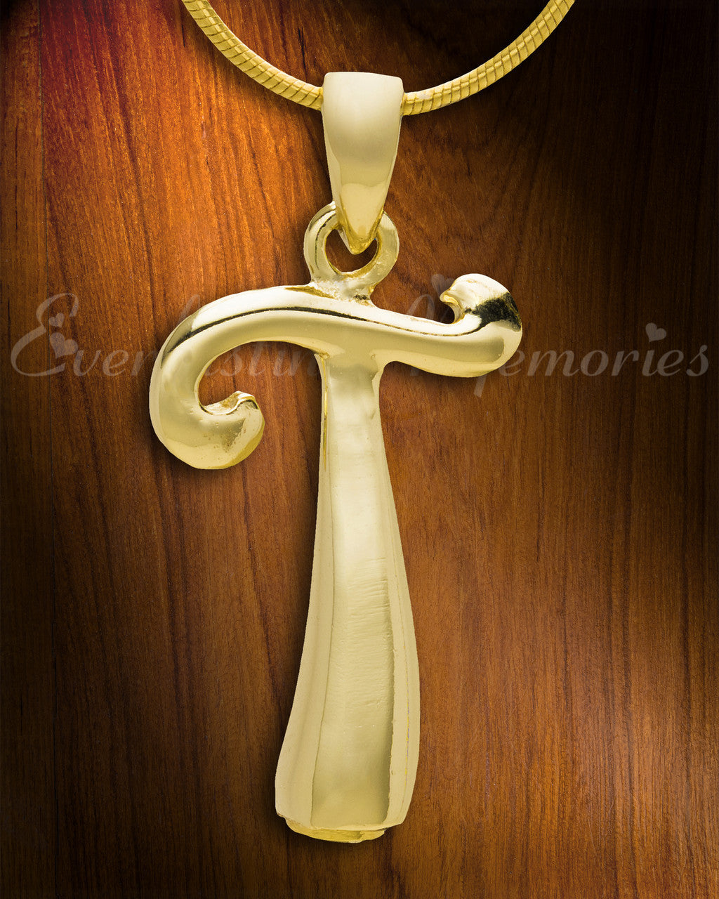 Gold "T" Initial Cremation Jewelry